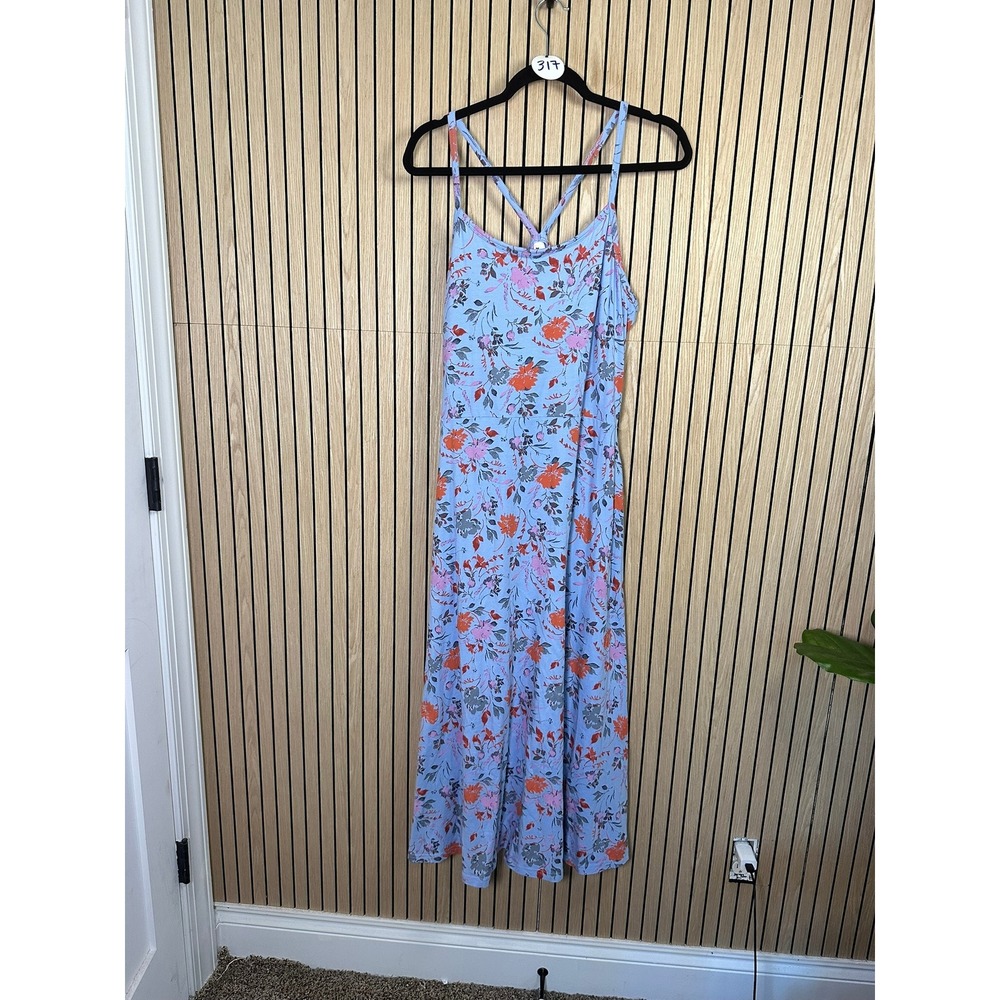 317 Pact Organic Cotton Floral Midi Dress V-Neck Strappy (XL, EUC)